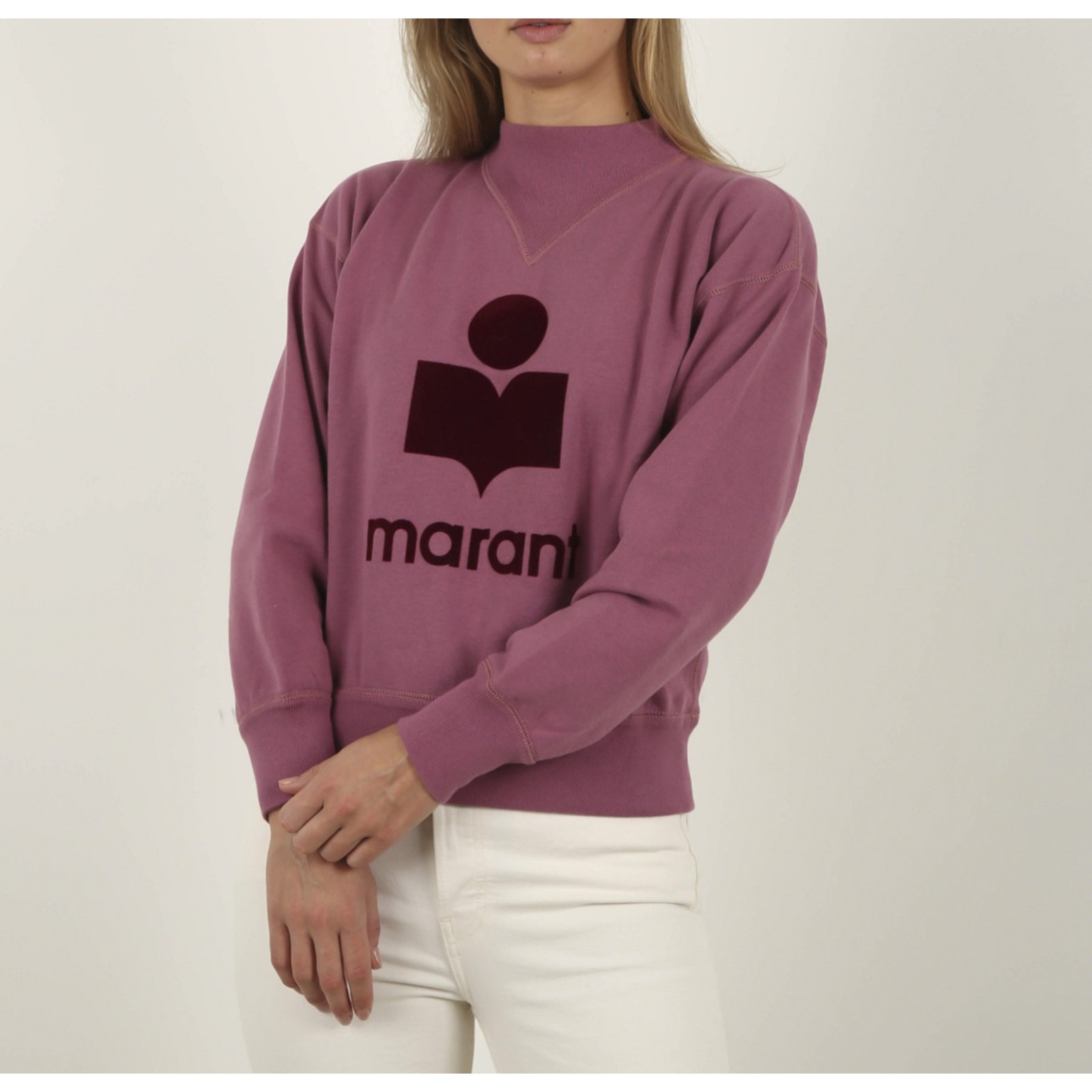 Isabel Marant Toile Moby Rosewood Logo Mock Neck Sweatshirt Size 34
